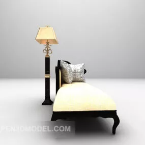 Bench Sofa Furniture With Floor Lamp 3d model