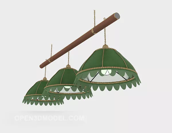 Billiards Pool Table With Ball And Cue 3d model