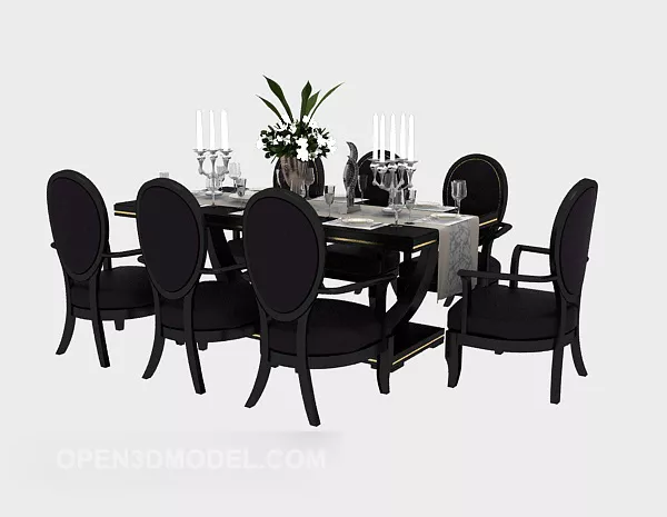 Black American Table Chair Set V1 3d model Black American Table Chair Set V1 3d model