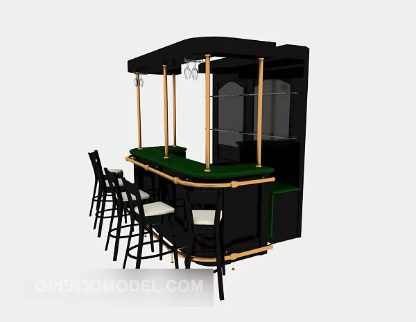 Black Bar With Chair 3d model Black Bar With Chair 3d model