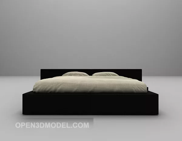 Black Wooden Bed Furniture 3d model Black Wooden Bed Furniture 3d model