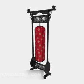 Black Chinese Style Floor Lamp 3d model