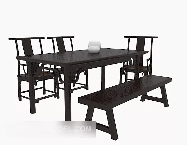 Black Chinese Table Chair 3d model Black Chinese Table Chair 3d model