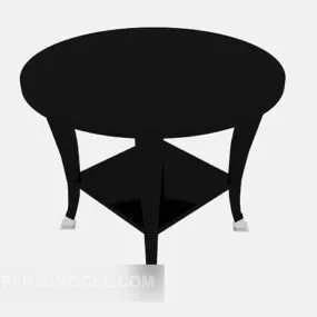 Round Black Coffee Table Furniture 3d model
