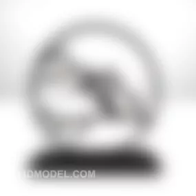 Round Black Carving Decoration Furniture 3d model