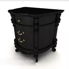 Black European Bedside Table 3d model