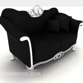 Black European Double Sofa Furniture 3d model