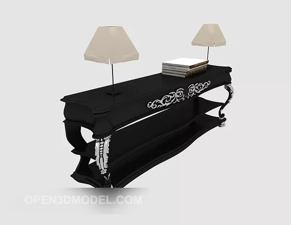 Black European Home Side Table 3d model Black European Home Side Table 3d model