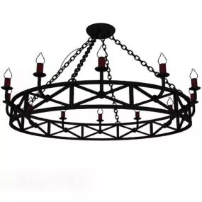 Black European Metal Chandelier Vintage 3d model