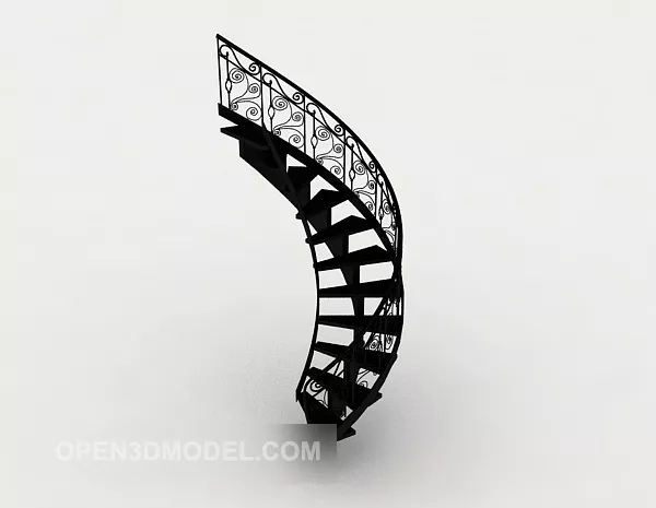 Black Curved Staircase 3d model Black Curved Staircase 3d model