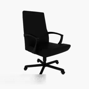 Office Wheels Chair Black Leather 3d model