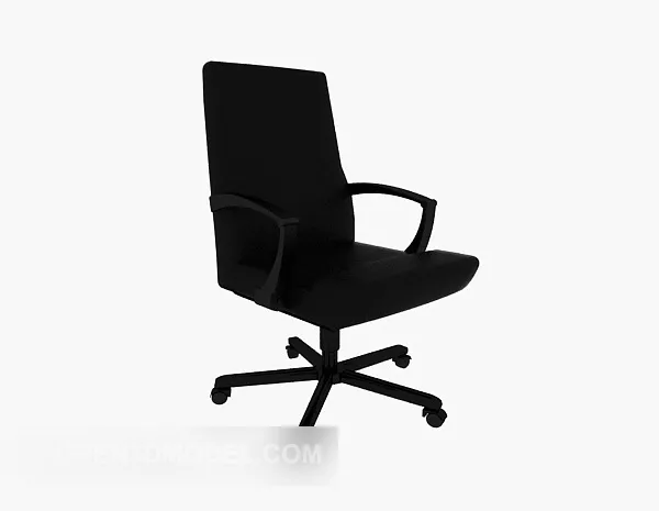 Office Wheels Chair Black Leather 3d model Office Wheels Chair Black Leather 3d model