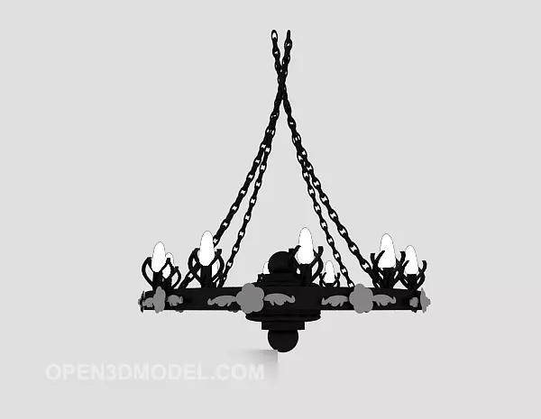 Black Round Chandelier Decor 3d model Black Round Chandelier Decor 3d model