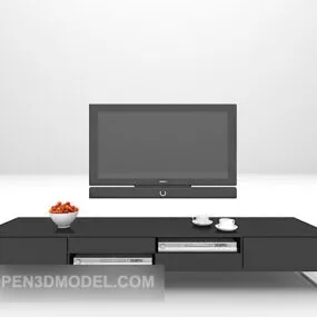 Black Tv Cabinet Furniture With Television 3d model