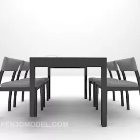 Black Table With Chair Combination 3d model