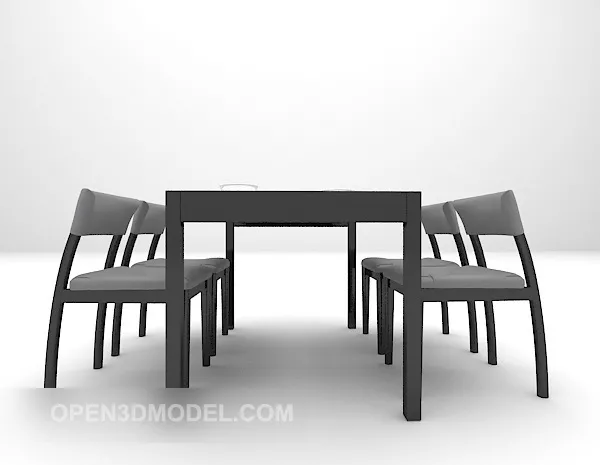 Black Table With Chair Combination 3d model Black Table With Chair Combination 3d model