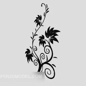 Black Wall Painting Floral Texture 3d model