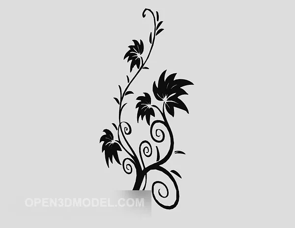 Black Wall Painting Floral Texture 3d model Black Wall Painting Floral Texture 3d model