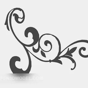 Black Wall Trim Floral Decor 3d model