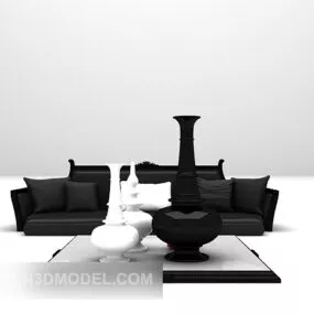 Black White Combination Sofa Furniture 3d model