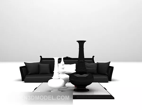 Black White Combination Sofa Furniture 3d model Black White Combination Sofa Furniture 3d model
