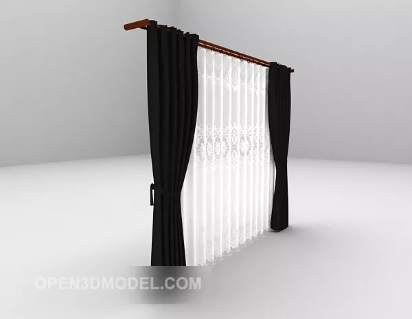 Japanese Curtains In Room 3d model