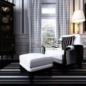 Black White Modern Single Sofa 3d model