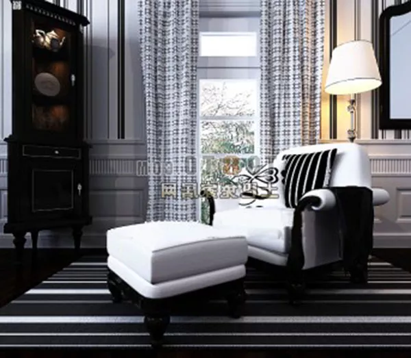 Black White Modern Single Sofa 3d model Black White Modern Single Sofa 3d model
