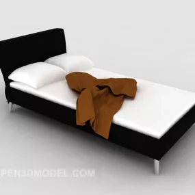 Black And White Single Bed 3d model