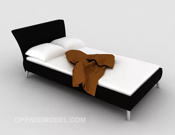 Black And White Single Bed 3d model Black And White Single Bed 3d model