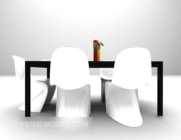 Dinning Set Black And White Table Chair 3d model Dinning Set Black And White Table Chair 3d model