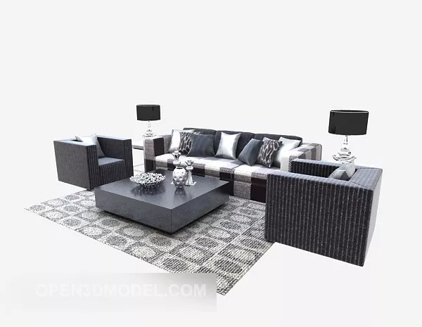 Black And White Modern Sofa Coffee Table 3d model Black And White Modern Sofa Coffee Table 3d model