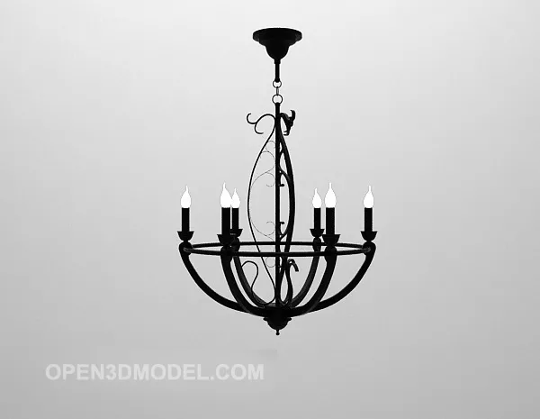 Black Iron Chandelier Large Size 3d model Black Iron Chandelier Large Size 3d model