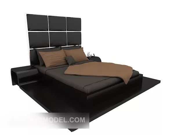 Black Classic Double Bed 3d model Black Classic Double Bed 3d model