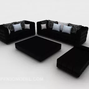 Black Sofa Full Set 3d model