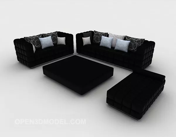 Black Sofa Full Set 3d model Black Sofa Full Set 3d model