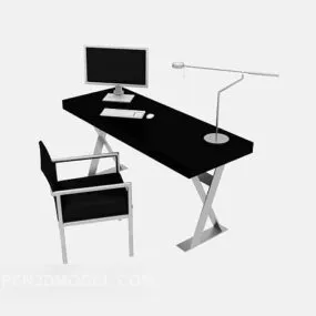 Black Computer Table Furniture 3d model