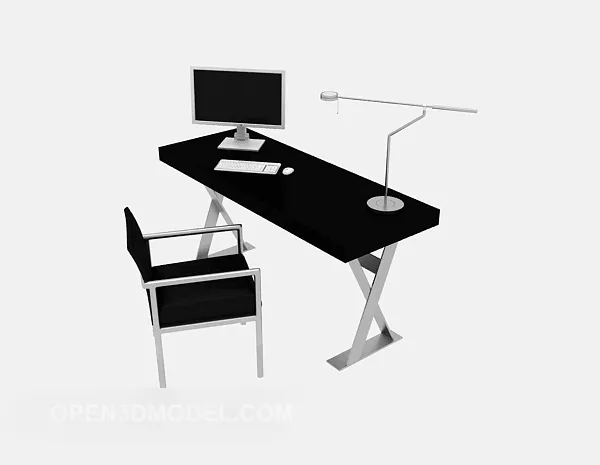 Black Computer Table Furniture 3d model Black Computer Table Furniture 3d model