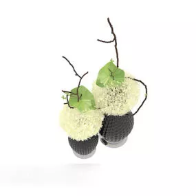 Black Concave Vase Plant 3d model