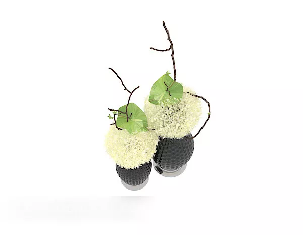 Black Concave Vase Plant 3d model Black Concave Vase Plant 3d model