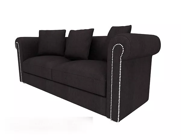 Black Leather Double Sofa 3d model Black Leather Double Sofa 3d model