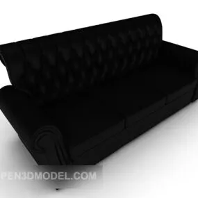 Black Leather Multiplayer Sofa 3d model