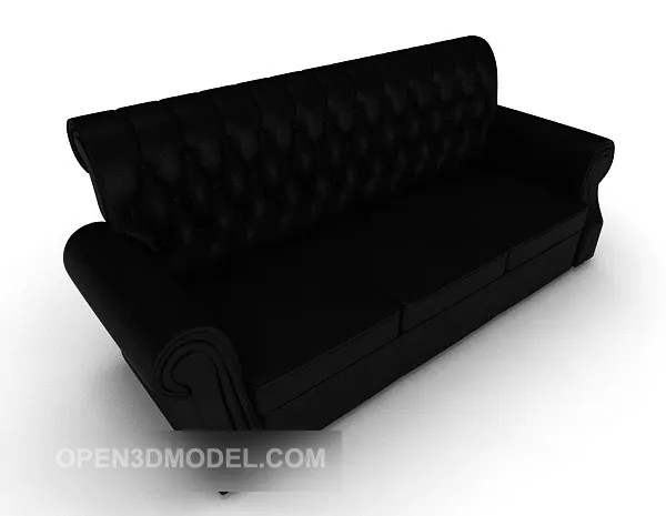 Black Leather Multiplayer Sofa 3d model Black Leather Multiplayer Sofa 3d model