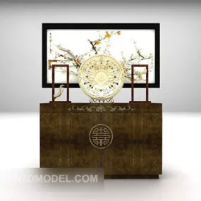 Black Wooden Entrance Hall Cabinet 3d model