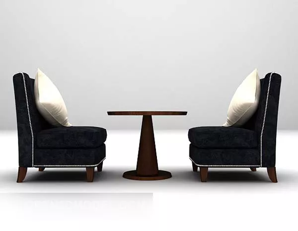 Black Fabric Table And Chairs 3d model Black Fabric Table And Chairs 3d model