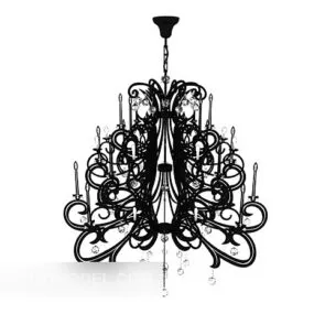 Black Fancy Chandelier Decor 3d model