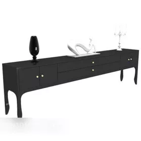 Black Home Wood Tv Cabinet 3d model