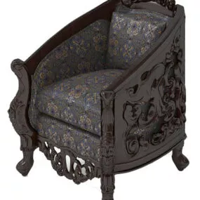 Black Home Chair Classic Style 3d model