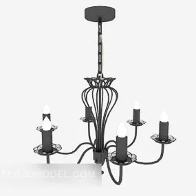Black Iron Home Chandelier Vintage 3d model