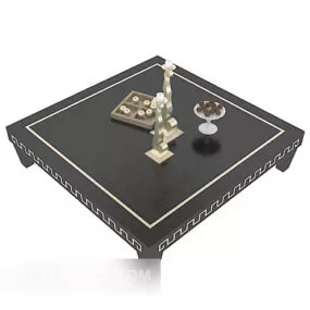 Black Home Solid Wood Coffee Table 3d model